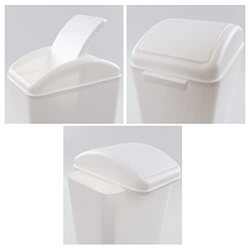 Image of 4.5 Gallon Plastic Trash Can with Swing Lid, Slim Swing Top Garbage Can, White