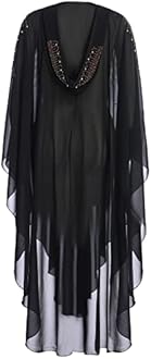 IBTOM CASTLE Women’s Muslim Abaya Dress Batwing Sleeved Beaded Embroidered Maxi Kaftan Dress with Hooded Elegant Islamic Middle East Dubai Arabic Ramadan Kimono Robe Summer Dresses