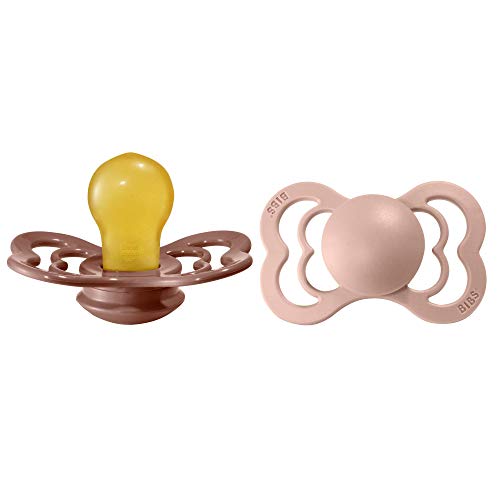 BIBS Supreme Paquete de 2 chupetes. Libre de BPA, Tetina con forma simétrica/Fisiológica. Látex natural, Hecho en Dinamarca. 0+ meses (Paquete de 2), Woodchuck/Blush BIBS Supreme Paquete de 2 chupetes. Libre de BPA, Tetina con forma simétrica/Fisiológica. Látex natural, Hecho en Dinamarca. 0+ meses (Paquete de 2), Woodchuck/Blush