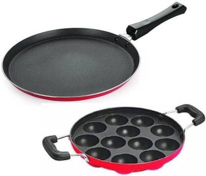 PUTKU Creations NONSTICK APPAM Maker and Dosa Tawa with Lid J05
