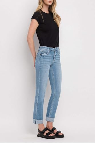 Flying Monkey - Mid Rise Single Cuffed Crop Slim Straight Jean - F41214