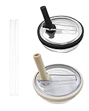 2 Stück Ersatzdeckel für 40oz Becher,Ersatzdeckel Deckel für Stanley Cup Zubehör,Wiederverwendbare Auslaufsichere und Staubdichte Tumbler Abdeckungen mit Trinkhalmen (Weiß und Schwarz)