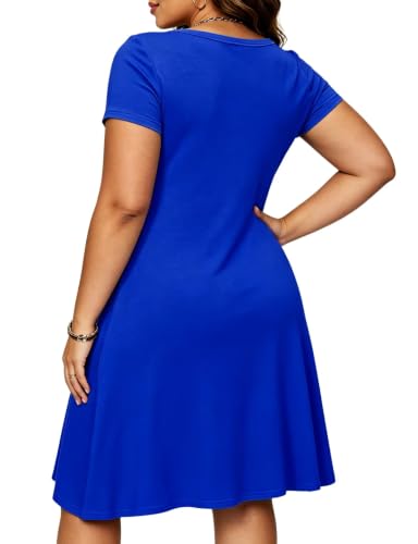 Image of Afibi Womens Short Sleeve Loose Pockets Dress Casual Swing T-Shirt Dresses