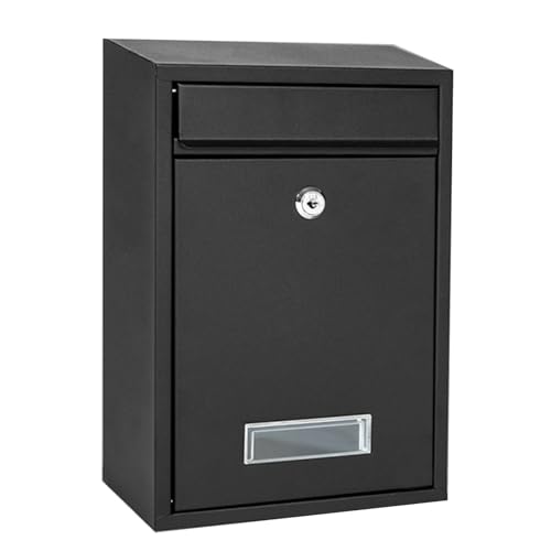 xjdagaoge Buzón de Pared, Buzon Para Pared Exterior, Caixa de Correio con Cerradura y Llaves, Buzones de Gran Capacidad, Para Casa, Apartamentos, Centros Comerciales(Black)