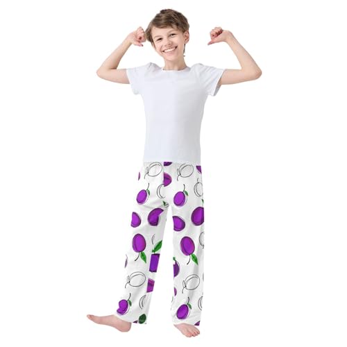 J JOYSAY Plum Fruit Sketch White Pajamas Pants Soft Long Pajama Bottoms Lounge Sleep Pants Size S-XL3