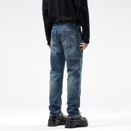 Jeans Pants Trouser Denim Ripped Design Men's Wide Leg High Street Loose Classic Trendy Men3