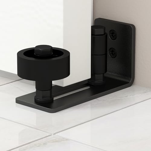 SANKEYTEW 1 Stück Verstellbare Bodenführung Schiebetür,8 Mögliche Varianten für Schiebetür,Schiebetürbeschlag Tür Unterseite Rollenführung, Perfekt für Schiebetür Schiene Schiebetür Holz,Schwarz