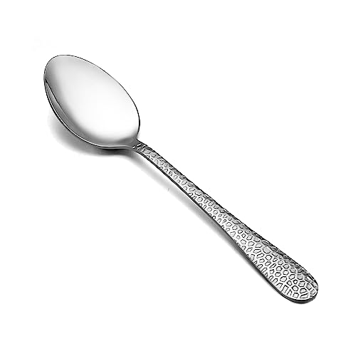 Herogo Esslöffel, 12 Stück Edelstahl Suppenlöffel, 20cm Löffel Set Tafellöffel für Haus, Restaurant, Hotel, Gehämmerter Griff Tafellöffel, Spiegelfinish & Spülmaschinenfest, Metall Silber