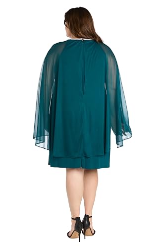 Image of R&M Richards Women's Knee-Length Glitter Sequin Lace Dress W /Sheer Asymmetric Poncho Overlay | Evening Cocktail Attire