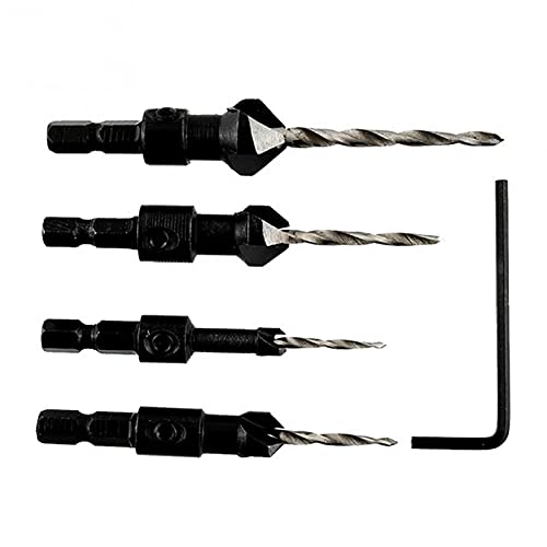Liudan Drill Bit 4pcs Drill Bits Hex Shank Conical Drill Table Sink Holes Hole Carpenter Countersunk Bit Reaming Drill Bit Set