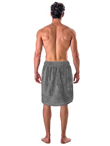 Turkish Cotton Terry Velour Adjustable Body Wrap Towel for Men (Gray, One Size)
