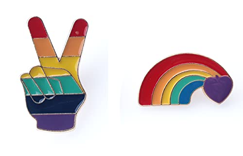Sowaka 2 Pcs Rainbow Brooch Pins Gay Pride Flag Enamel Lapel Collar Shirt Dress Hat Shawl Pins Accessories for Lesbian Women Men Cloth Bag Decoration (Hand)
