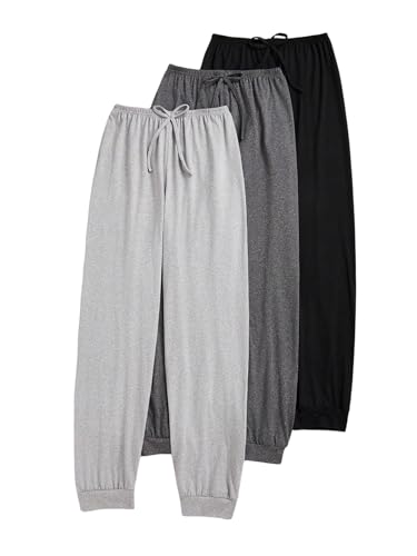 Women's 3 Pack Pajama Bottoms Bow Knot Elastic Waist Comfy Casual Pajama Lounge Pants