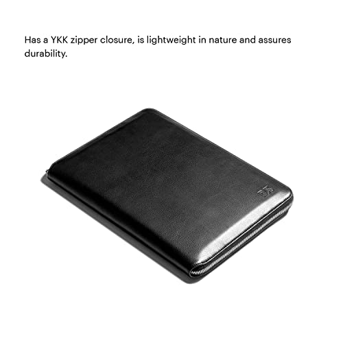 Image of DailyObjects Urbane Tech Folio - Black, Gadget Organiser Tech Kit for Laptops and Office Accessories|Vegan Faux Leather|Lightweight and Soft|Sensitive Material with YKK Zipper