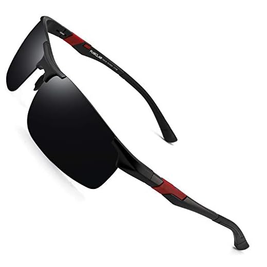 PUKCLAR - Gafas de sol deportivas polarizadas para hombres y mujeres, gafas de sol para conductores, Al-Mg, metal rectangular, montura Cat 3 CE