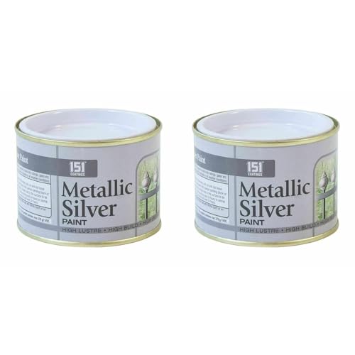 PEBBLE HUG 1x 151 Coatings Metallic Silver Paint, High Visibility, High Build Paint Tin for Wood, Metal Interior & Exterior Surfaces 180 ML (Pack of 2)