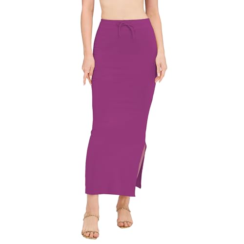 Image of DESI GIRL Cotton Lycra Stretchable Saree Shapewear Petticoat with Drawstring for Women | Fishcut Saree Petticoat with Side Slit for Easy Movement | Saree Shaper | Long inskirt