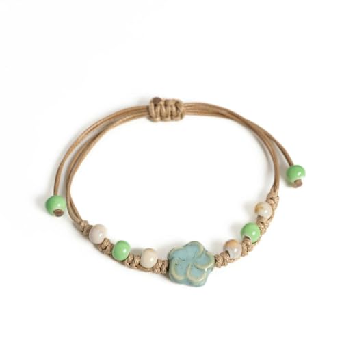 Bracelet en céramique artisanal d'exception orné de fleurs peintes à la main