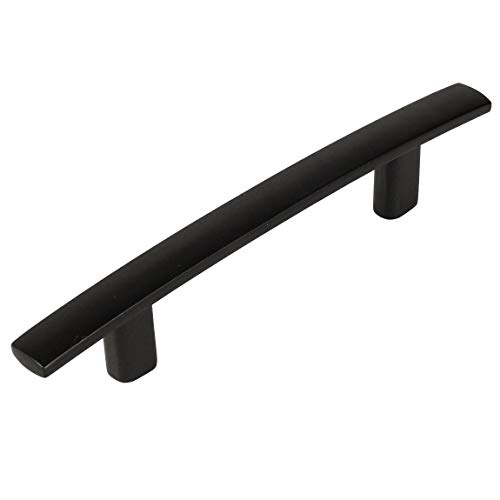 25 Pack - Cosmas 2363-3FB Flat Black Subtle Arch Cabinet Hardware Handle Pull - 3" Inch (76mm) Hole Centers