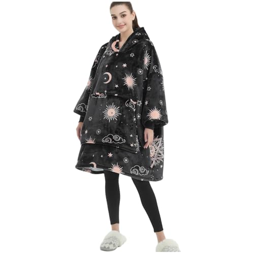 FELOVE Camisola com capuz, manta utilizável, grande Hoodie camisola com tamanho grande, tamanho único, quente, macio e confortável camisola, para adultos, homens, mulheres, adolescentes., Gato laranja