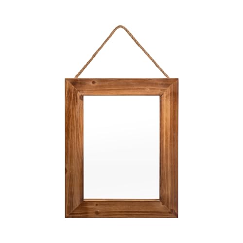 OKSQW Farmhouse Wall Mirror Brown Rectangle Rustic Wood Mirror 16 X 12 Inch...
