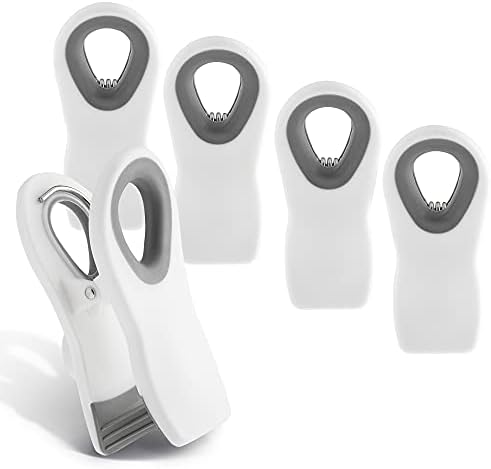 COOK WITH COLOR 5 Pc Chip Bag Clips- Kitchen Clips, Magnetic Chip Clips for Bags, Food Bag Clips with Airtight Seal (White)