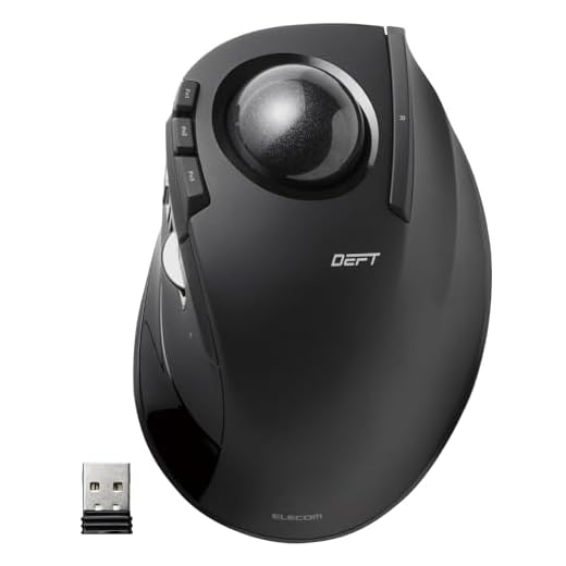 ELECOM DEFT Trackball Mouse, 2.4GHz Wireless, Finger Control, 8-Button Function with Smooth Tracking, Ergonomic Design, Optical Gaming Sensor, Windows11, macOS (M-DT2DRBK)