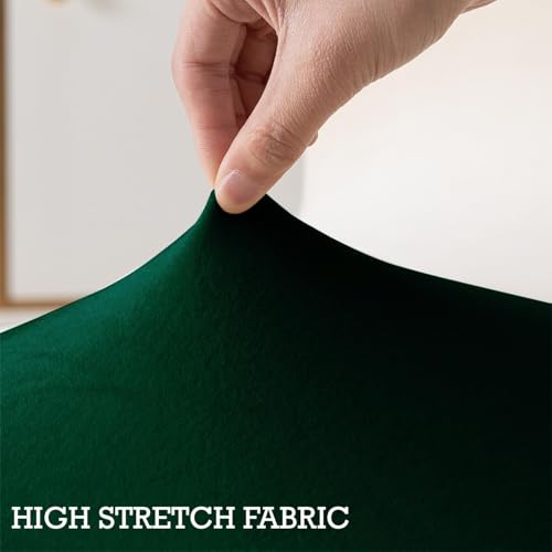 Image of HOKIPO Premium Velvet Stretchable Ottoman Foot Rest Stool Cover, Hunter Green (NEW-4801-HGR)