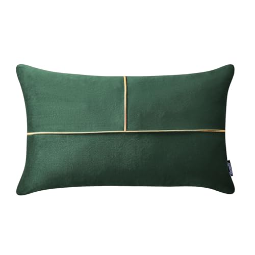 ROOM99 Be Glam Simple 30 x 50 cm Fundas de cojín Decorativas para Dormitorio, salón, Terciopelo, Verde Oscuro