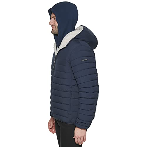 Image of Calvin Klein mens Lightweight Packable Down Jacket With Sherpa Lining