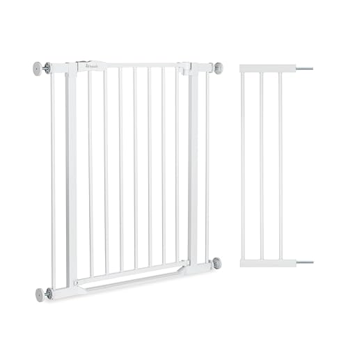 hauck Clear Step 2, Bianco – Cancelletto di Sicurezza a Pressione 96 – 101 cm - Base Piatta - Apribile con Una Mano su Entrambi I Lati – Metallo – Cancellino per Bambini e Cani – Solo per Interno
