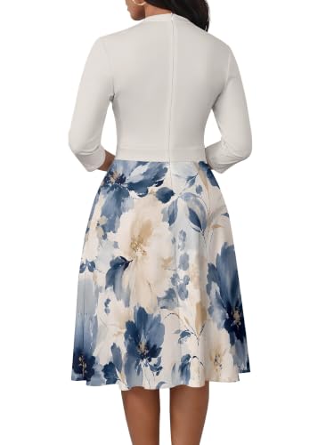 Image of PinkPatty Women's Casual A-line Midi Dresses 3 /4 Sleeve V Neck Fit and Flare Dress with Pockets