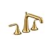 Kohler T26440-4-2MB Tone Deck-Mount Bath Faucet, Bathtub Faucet Set with Two Lever Handles and Diverter Spout, Vibrant Brushed Moderne Brass