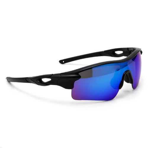 Image of Cycling Goggles for Men & Women | Sports Goggles UV400 Protection | Oversized Sports Sunglasses for Cricket, Running, Driving, Fishing, Hiking & Outdoor Activities (Black : Violet)