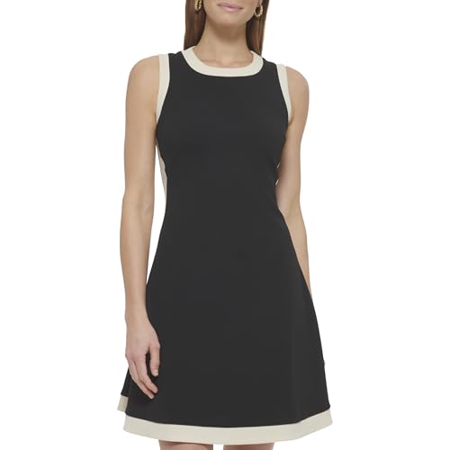 Robe DKNY sans manches à col bijou pour femme au style color block élégant