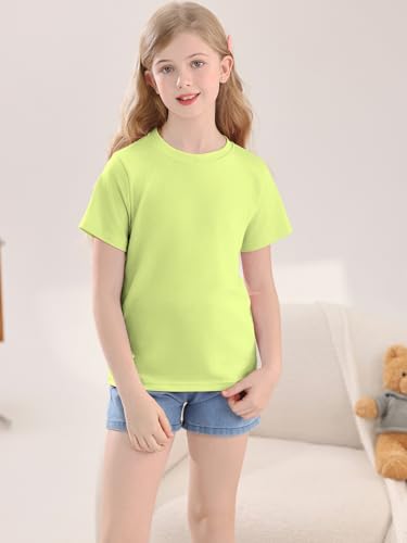 Image of Girls Summer Short Sleeve T Shirts Kids Basic Tees Crewneck Tops 5-14 Years