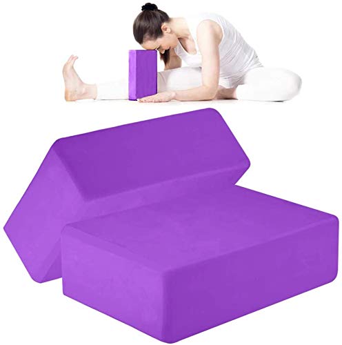 SKY-TOUCH Yoga Block 2 Pack High Density EVA Foam Blocks, Non-Slip Surface Cork Yoga Brick 9"x6"x3"Eco-Friendly EVA Foam Exercise Blocks Set for Improve Stretching Yoga/Pilates/Meditation-Purple