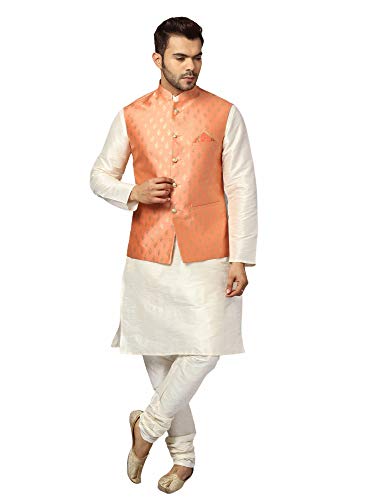 Image of Uri and MacKenzie Men's Silk Blend Kurta Pajama with Designer Ethnic Nehru Jacket /Modi Jacket