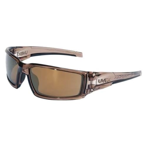 Image of Honeywell Uvex Hypershock Safety Glasses, Brown Frame with Gold Mirror Lens & Anti-Scratch Hardcoat (S2964) 5.6 x 1.7 inch
