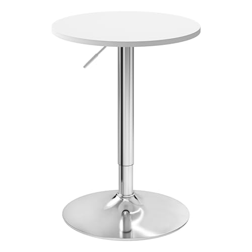 WOLTU Table de Bar Ronde, Table Haute avec Plateau Pivotant à 360° et Base en Acier, Hauteur...