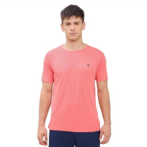 Image of TECHNOSPORT Men's Slim Fit Polyester Activewear Sports T-Shirt with Moisture-Wicking Comfort for Workout, Running & Gym