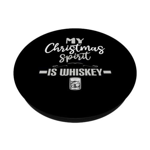 Funny Christmas Drinking Whiskey Liquor Drinker Saying Tee PopSockets Swappable PopGrip, Black - Image 2