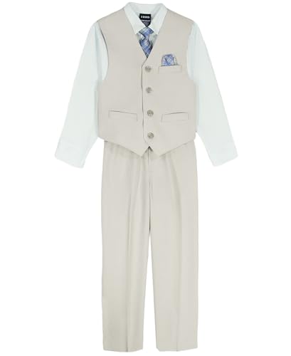 Image of IZOD Boys' 4-piece Formal Dress Up Suit Set, Vest, Pants, Collared Shirt, and Tie