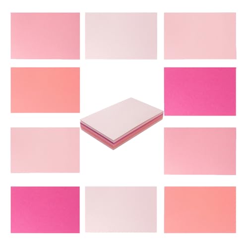 50 Sheets 3x5 Small Colored Cardstock Paper 5 Colors Blank Flash Cards, 250 GSM Heavy Card Stock for DIY Art Projects, Cards (Pink)