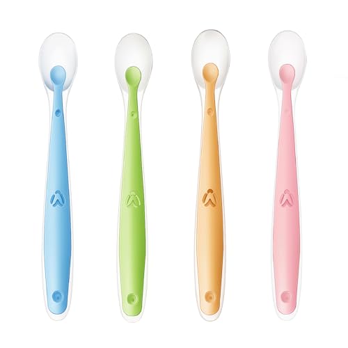 Image of GLUN Baby Feeding Spoons Pack of 4, BPA Free, Feeding for Baby, Toddlers, & Children, Silicone Spoon