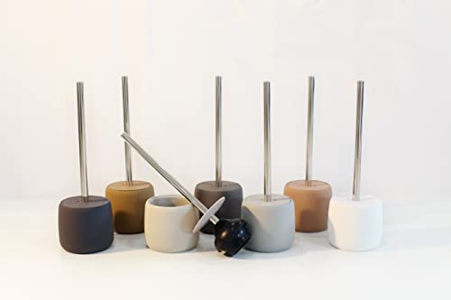 Image of blomus SONO Toilet Plunger with Decorative Holder - Ceramic Soft Touch with Stainless Handle - Modern Design - Black
