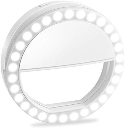 Selfie Ring Light, XINBAOHONG Rechargeable Portable Clip-on Selfie Fill Light with 36 LED for Smart Phone Photography, Camera Video, Girl Makes up (White-B, 36LED), USB
