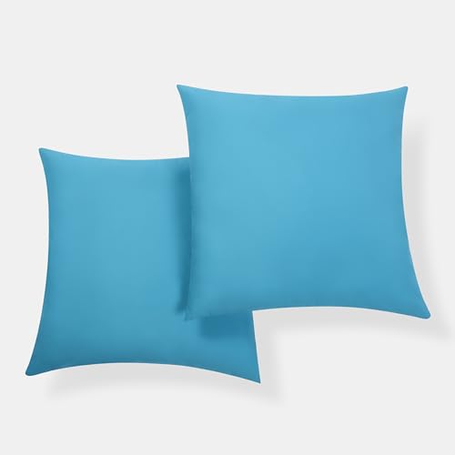 Brentfords Outdoor Filled Cushions With Covers Included, Outdoor Garden Furniture Pillows Super Soft Comfy Cushion Pads with Covers 2 Pack, Sea Blue-45x45cm