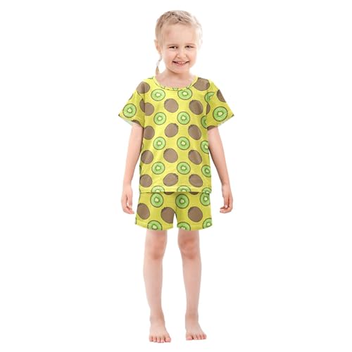 UMIRIKO Kiwi Fruit Summer Short Sleeve Pajamas Sleepwear PJ Set B0404729
