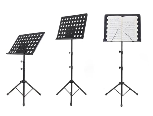 Atril para partituras de 50 – 165 cm de altura ajustable, soporte de música en negro, flexible, inclinable, atril para orquesta, trípode de metal para partituras